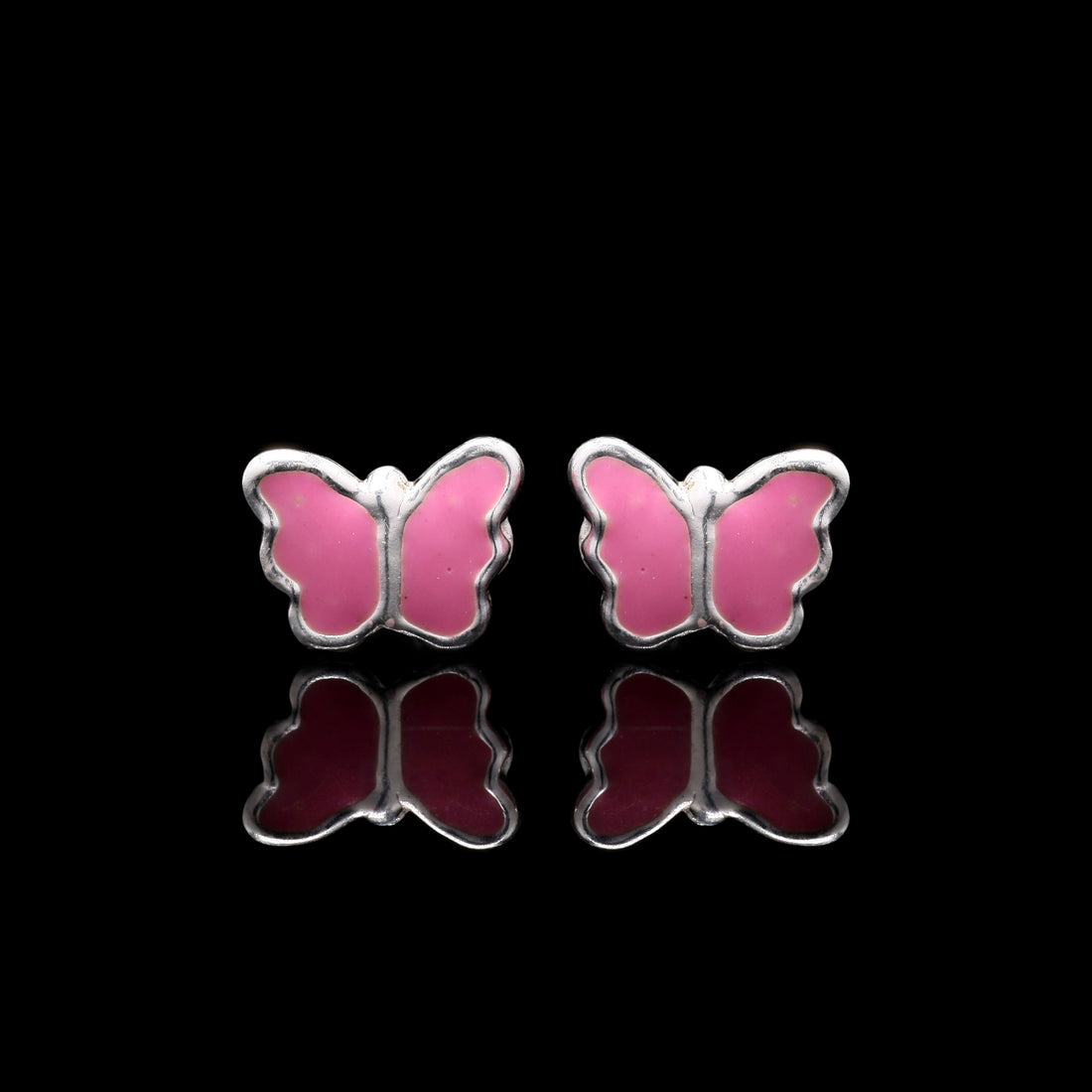 Pink Blush Butterfly Silver Studs