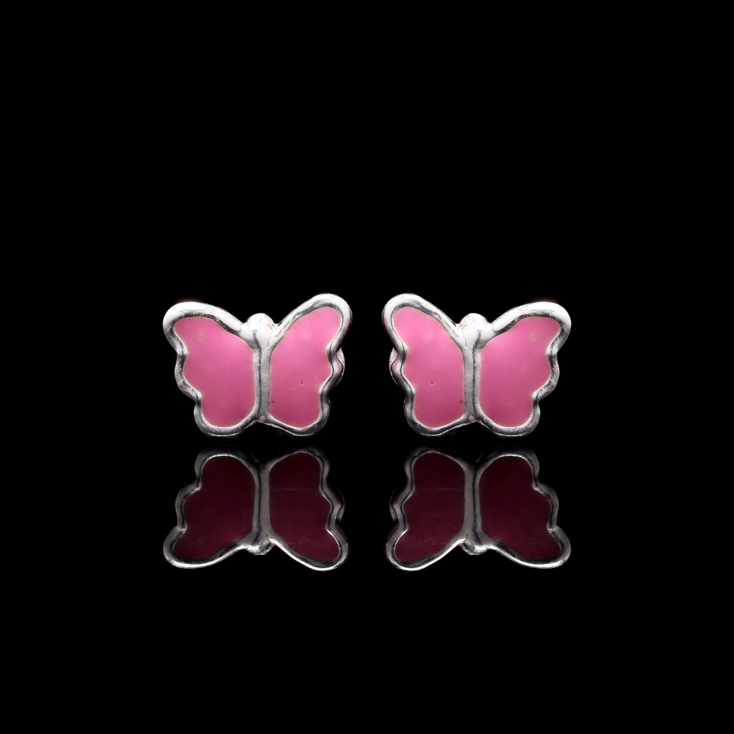 Pink Blush Butterfly Silver Studs