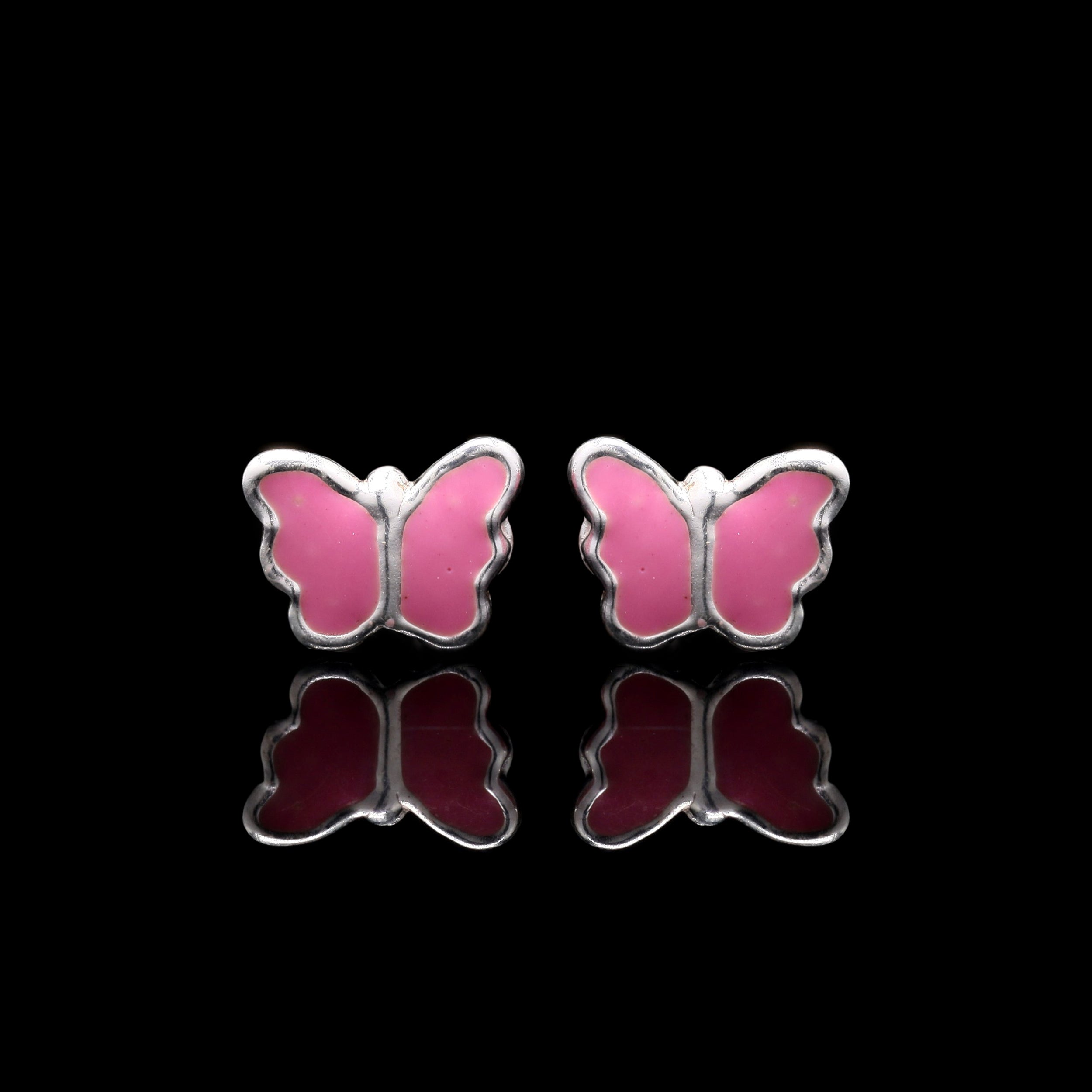 Pink Blush Butterfly Silver Studs