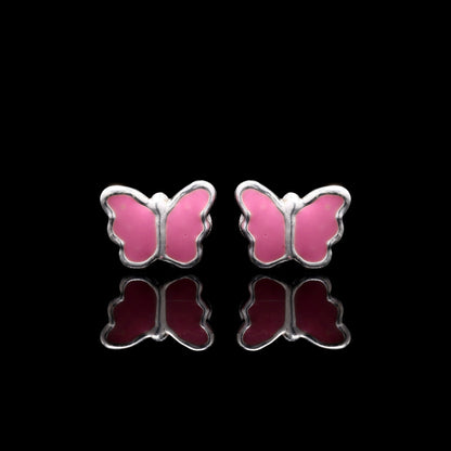 Pink Blush Butterfly Silver Studs