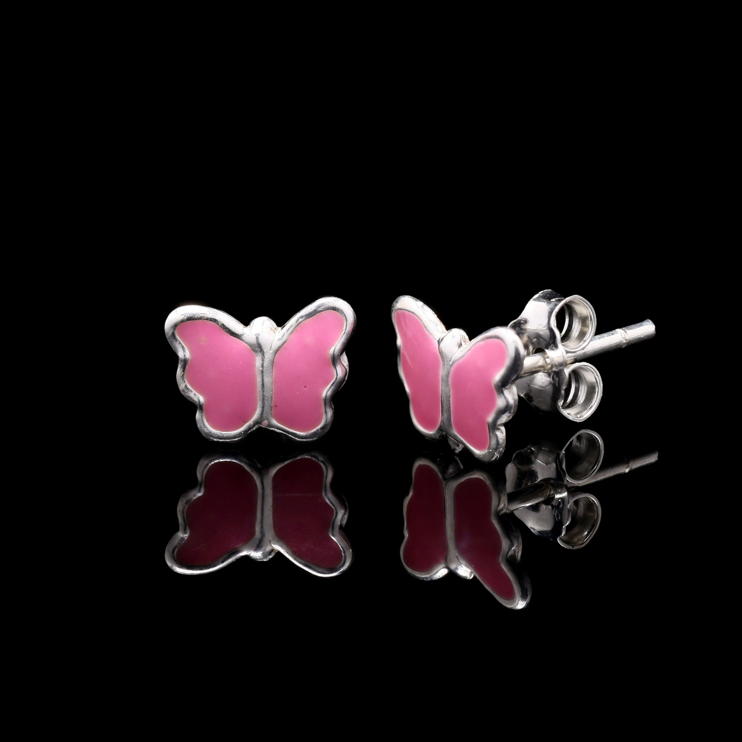 Pink Blush Butterfly Silver Studs