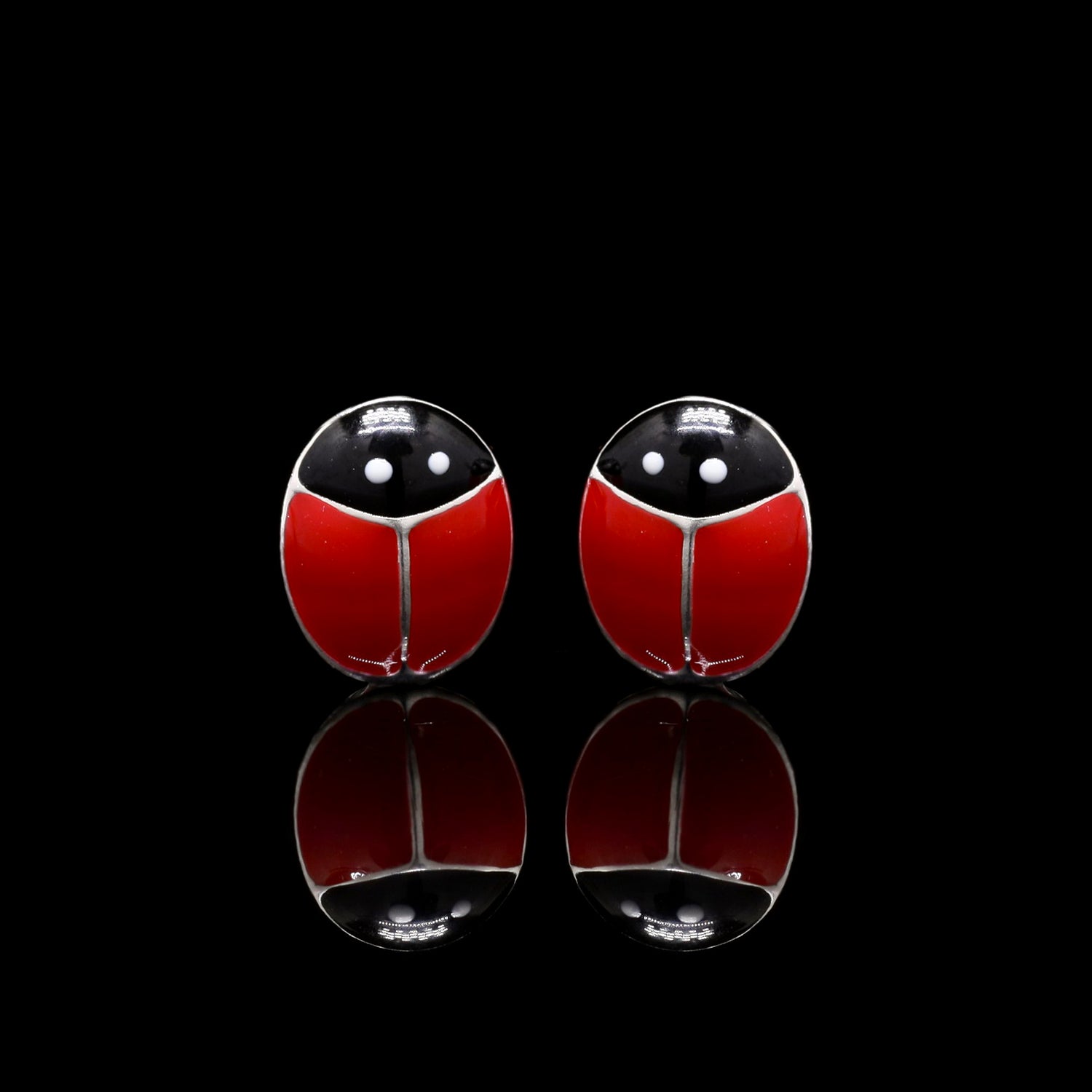 Ladybug Silver Studs