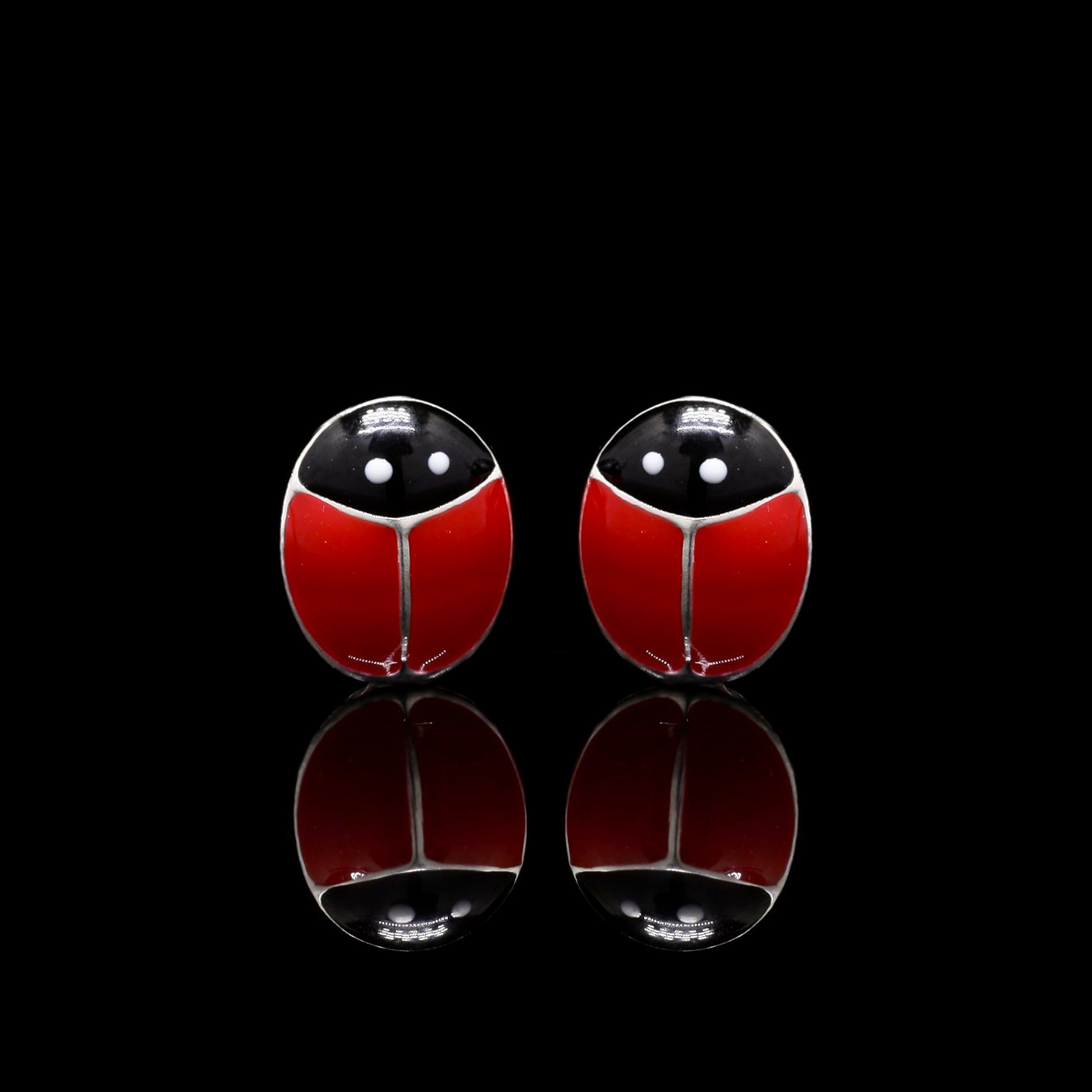 Ladybug Silver Studs