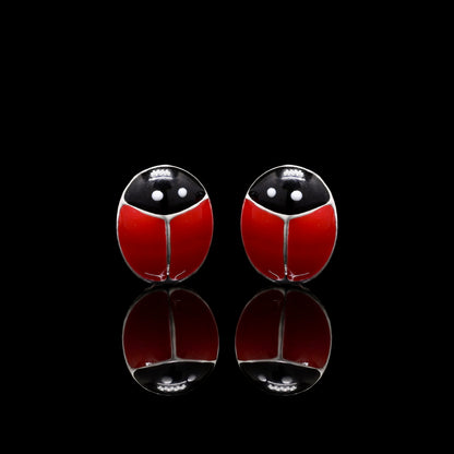 Ladybug Silver Studs