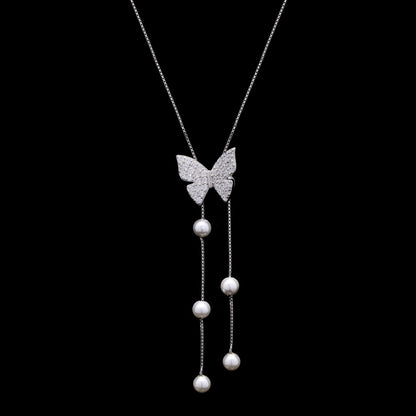 Butterfly Pearl Cascade Silver Pendant