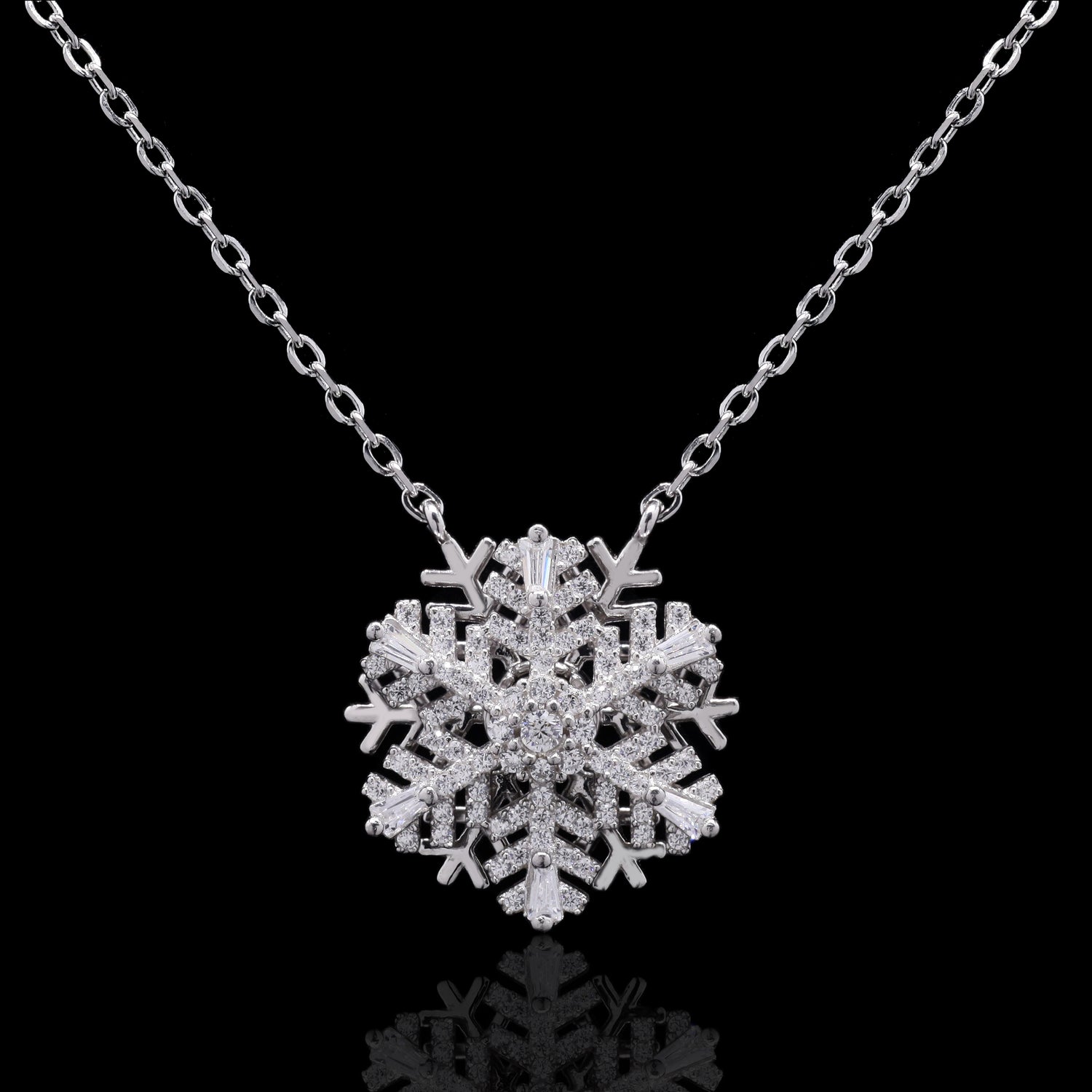 Rotating Snowflake Silver Pendant