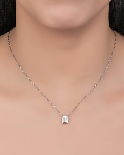 Shimmering Square Silver Pendant