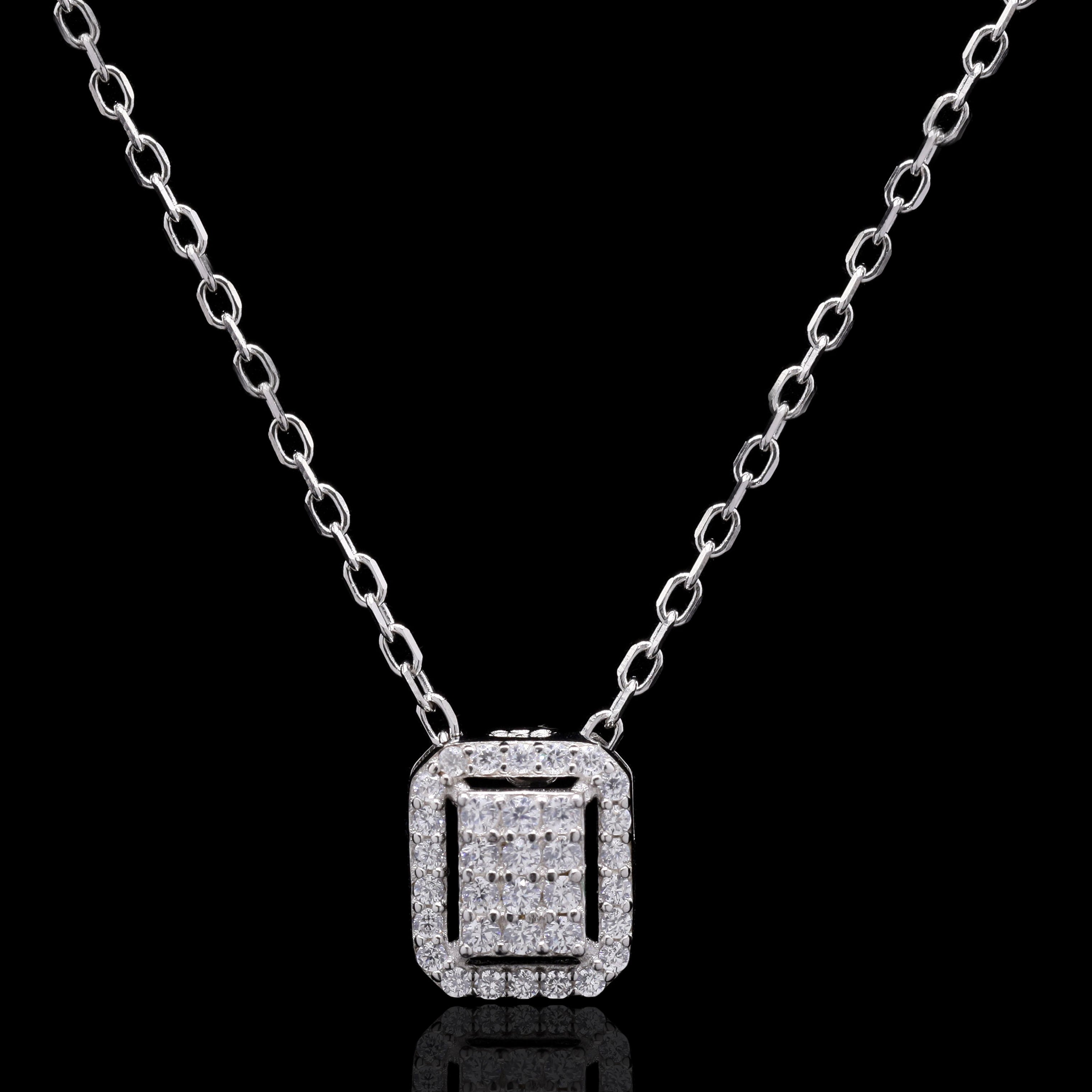 Shimmering Square Silver Pendant