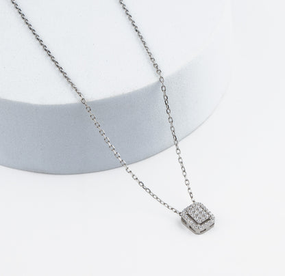 Shimmering Square Silver Pendant