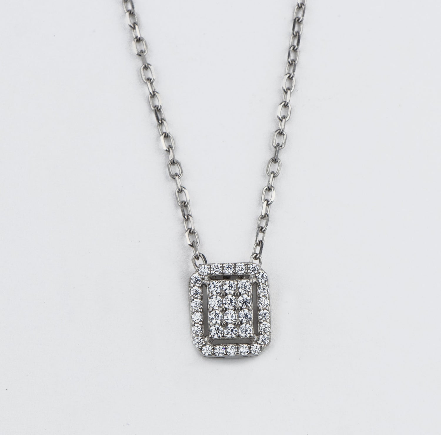 Shimmering Square Silver Pendant