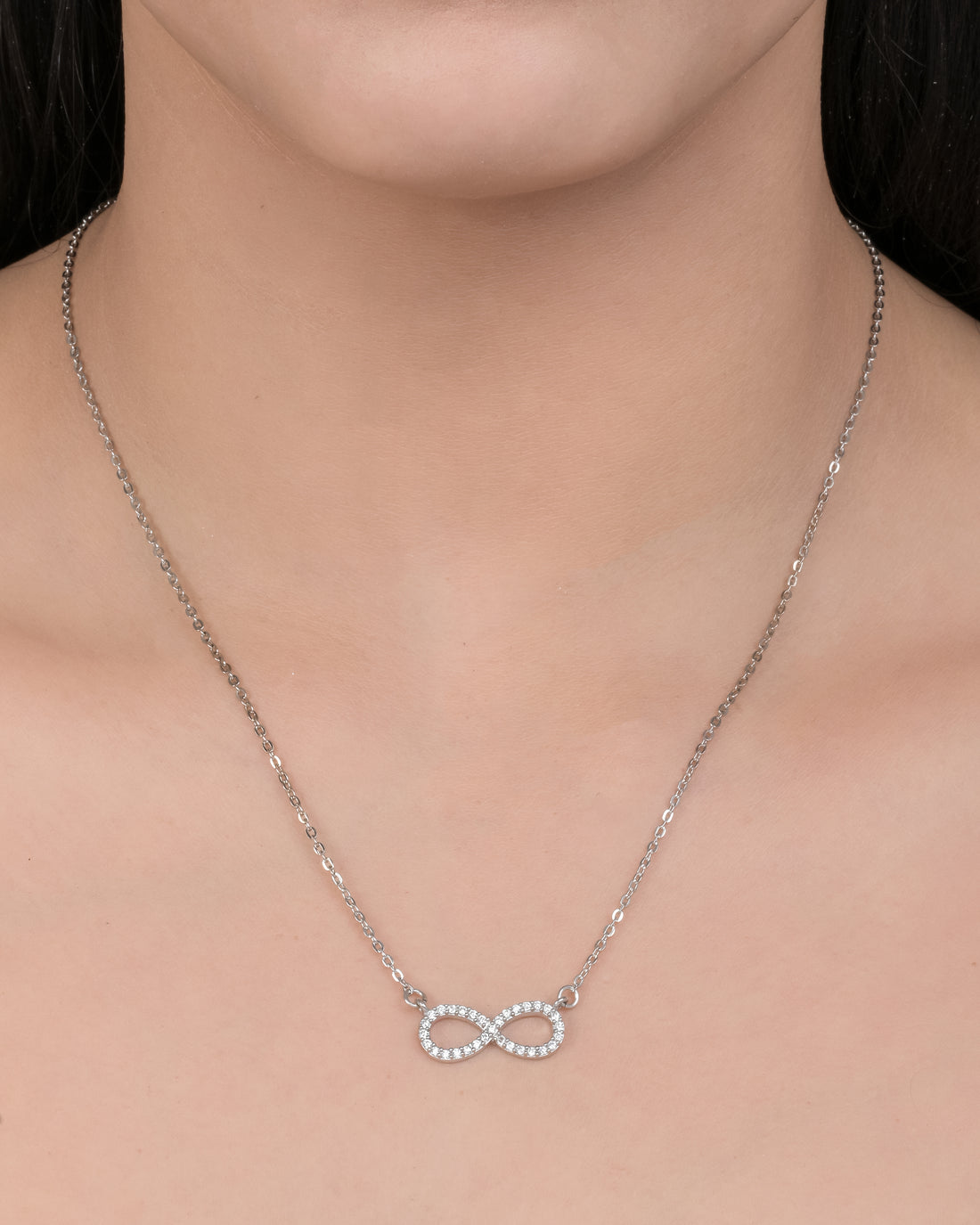 Sparkling Infinity Silver Pendant