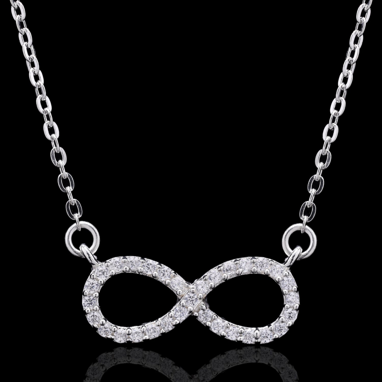 Sparkling Infinity Silver Pendant