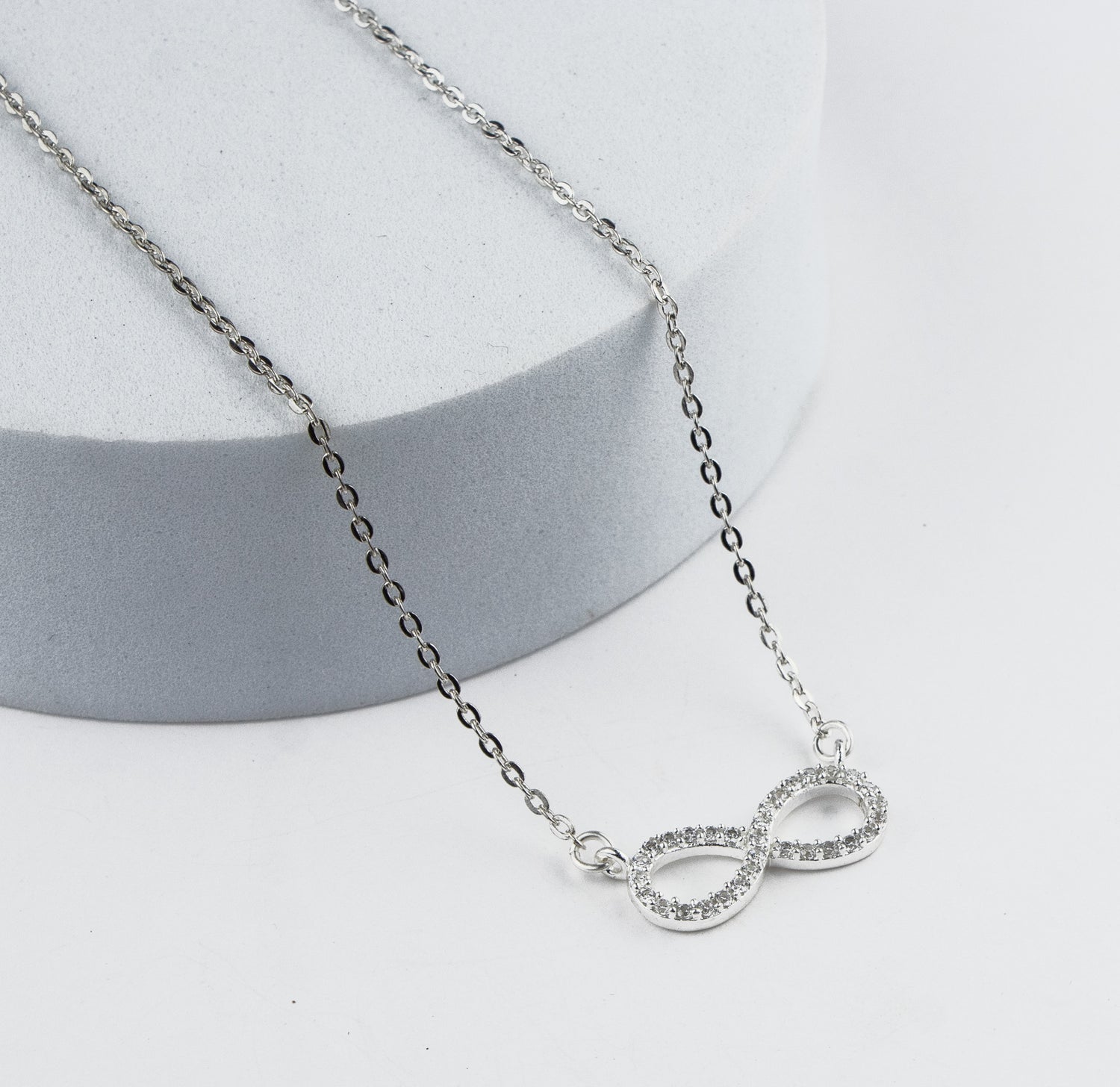 Sparkling Infinity Silver Pendant