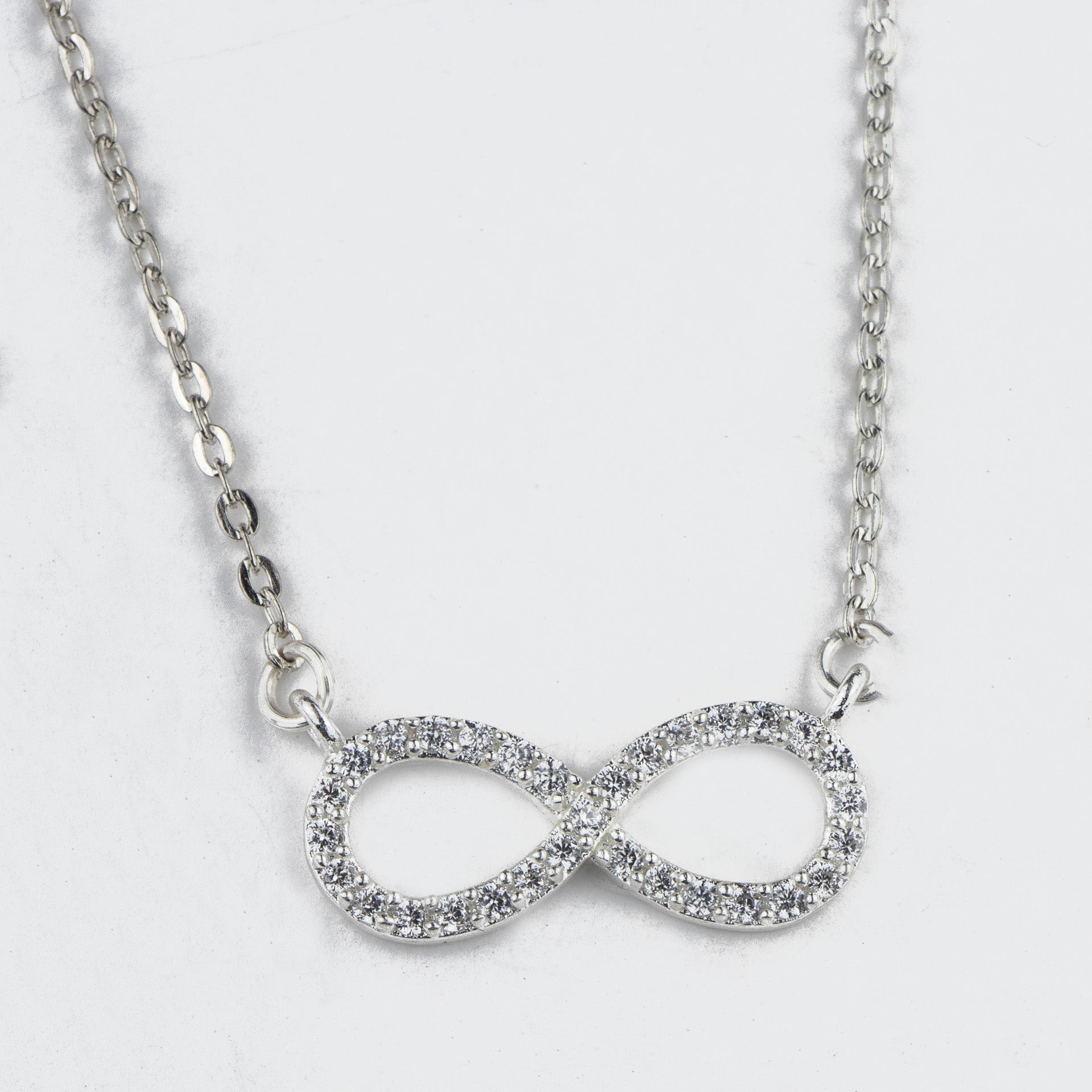 Sparkling Infinity Silver Pendant