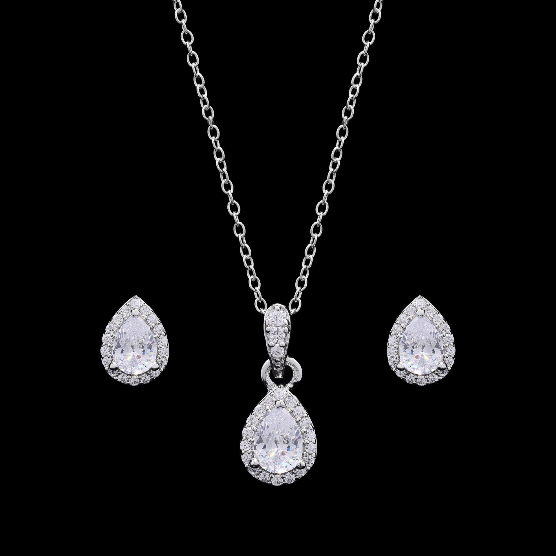 Dew Drop Silver Pendant Set