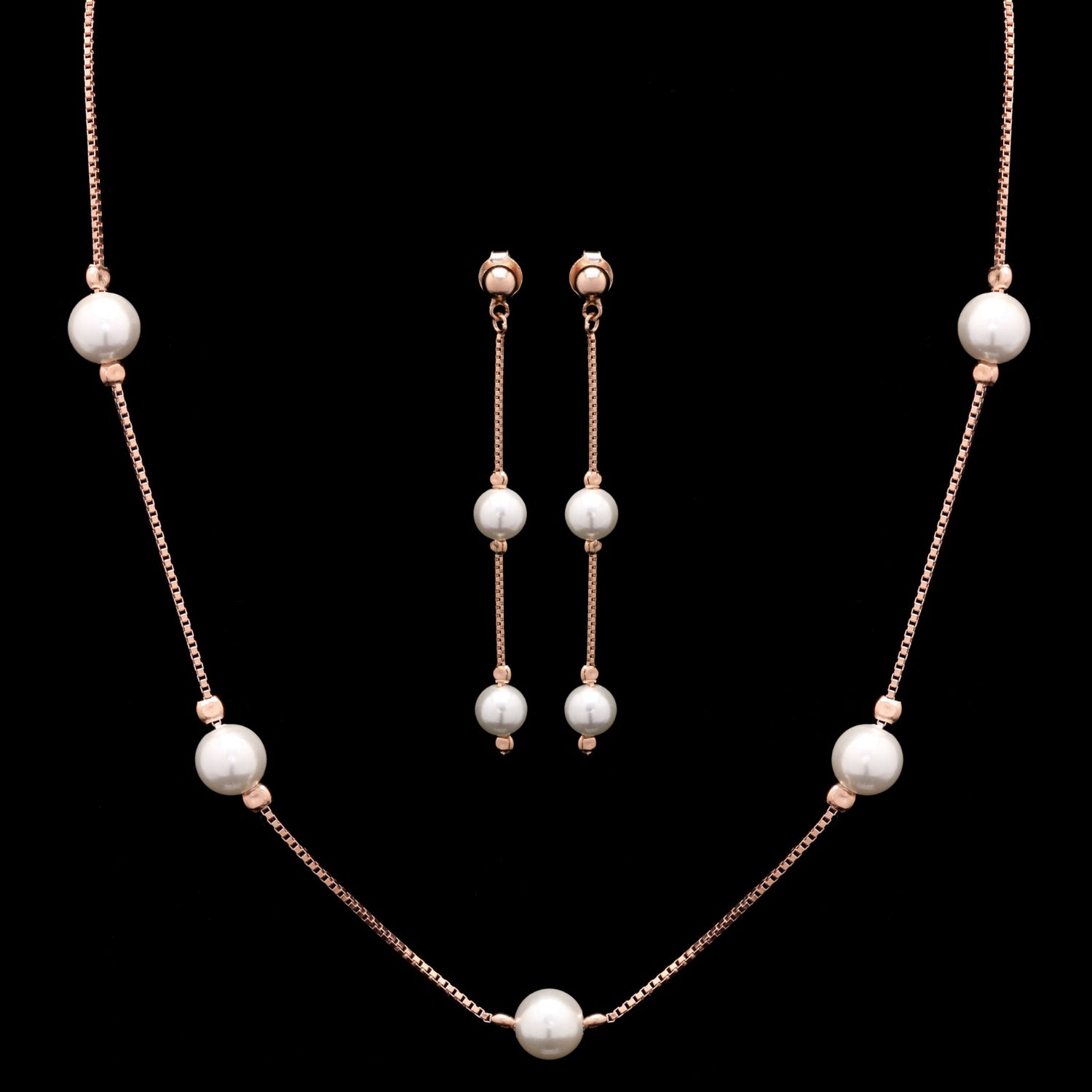 Pearl Cascade Silver Pendant Set