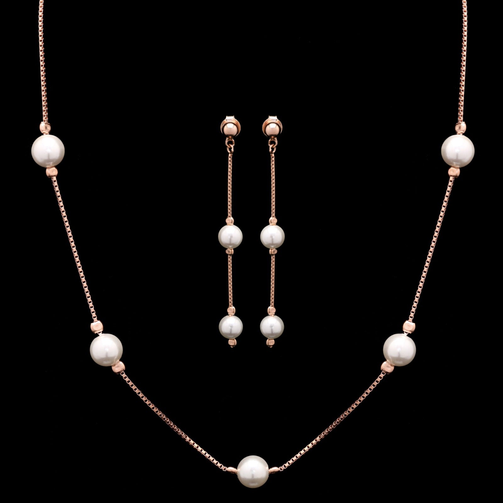 Pearl Cascade Silver Pendant Set