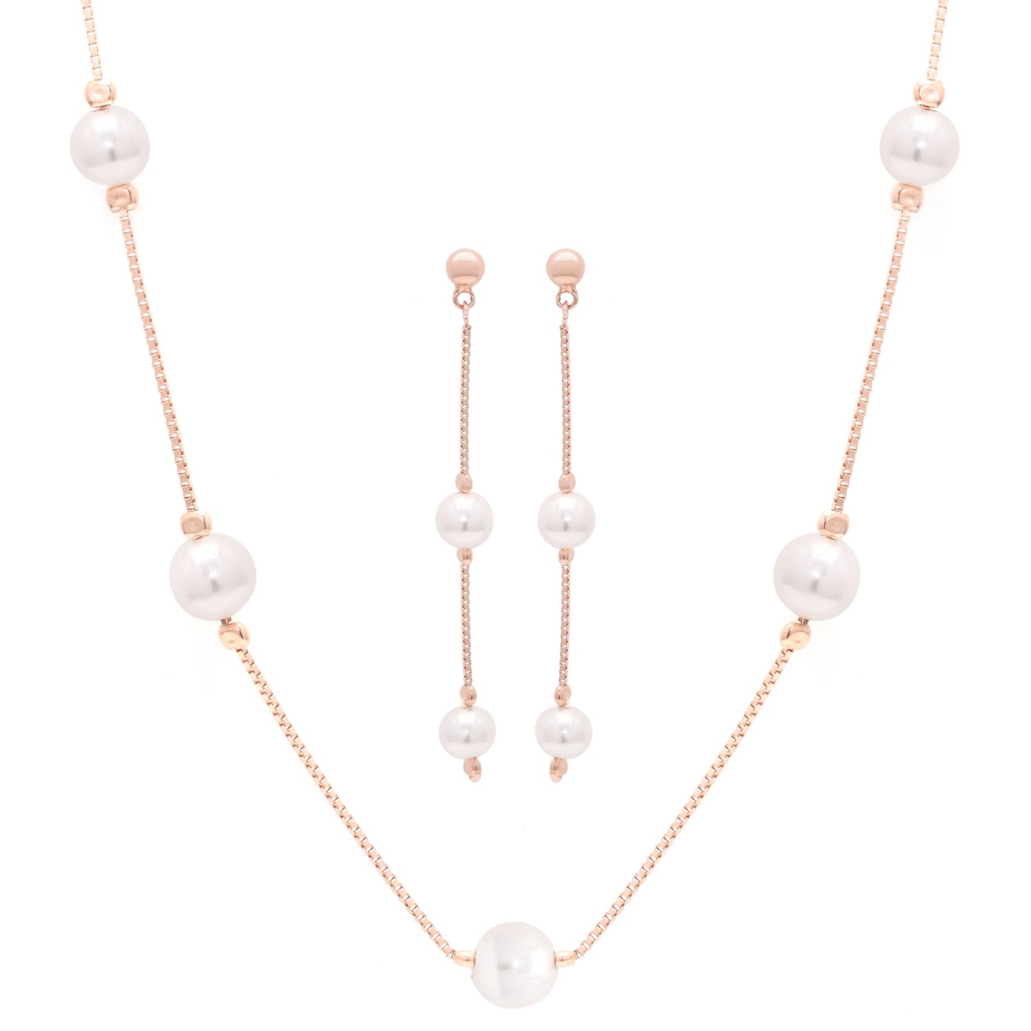 Pearl Cascade Silver Pendant Set