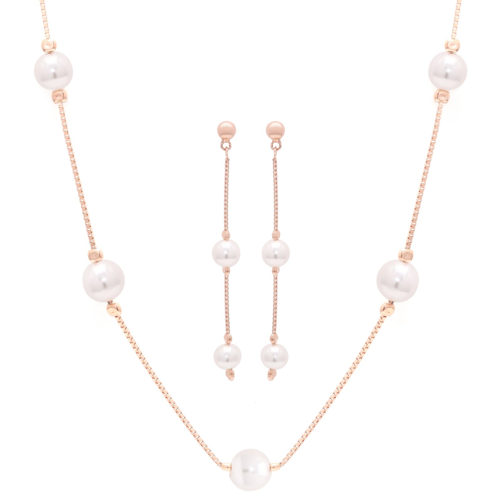 Pearl Cascade Silver Pendant Set