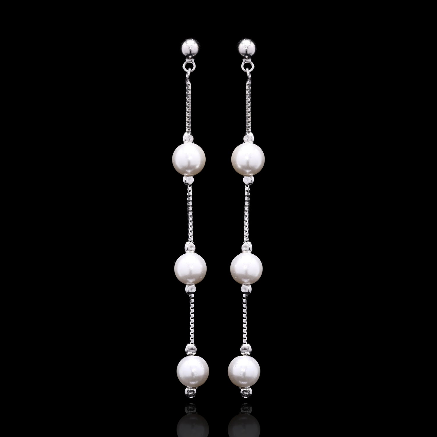 Ascending Pearls Silver Pendant Set