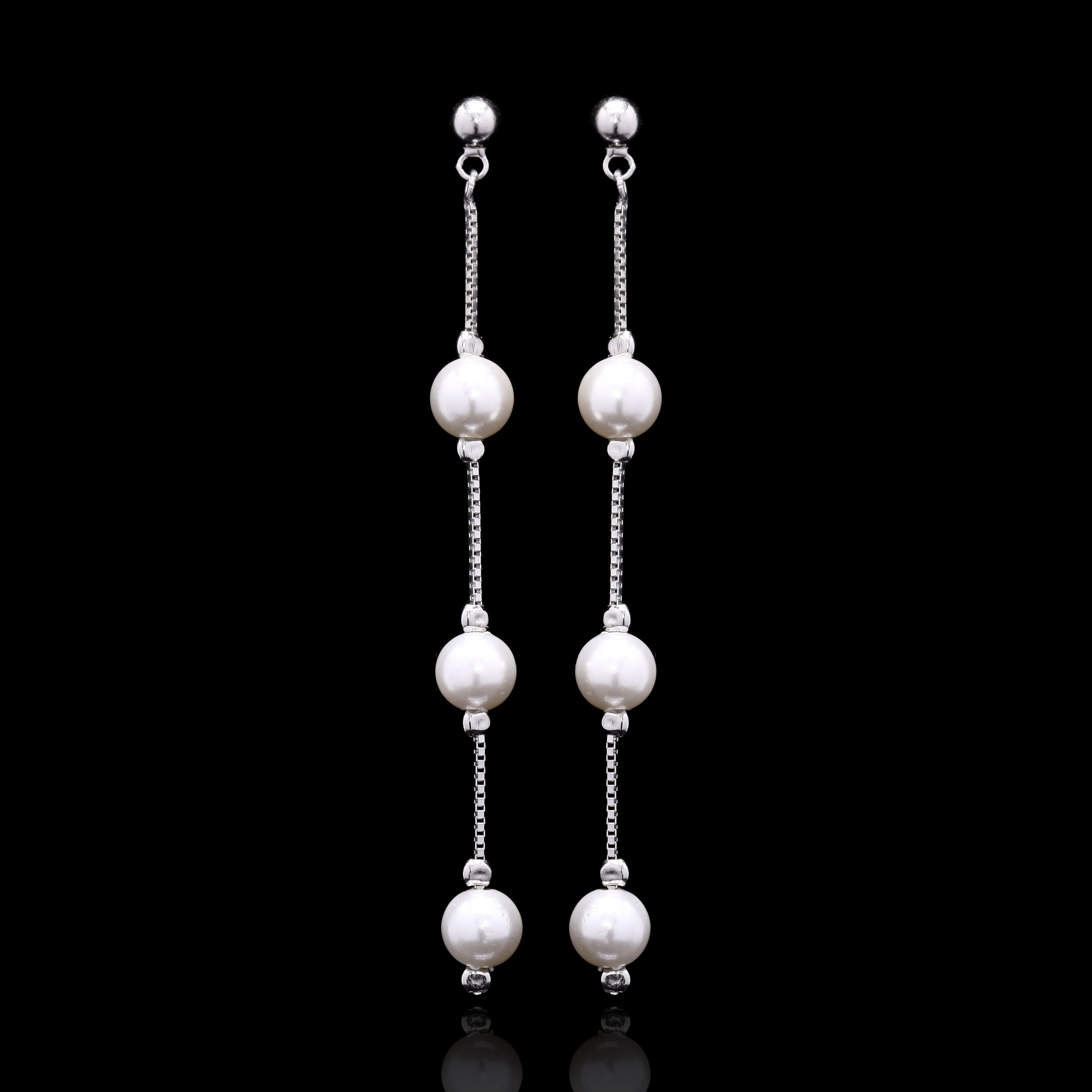 Ascending Pearls Silver Pendant Set