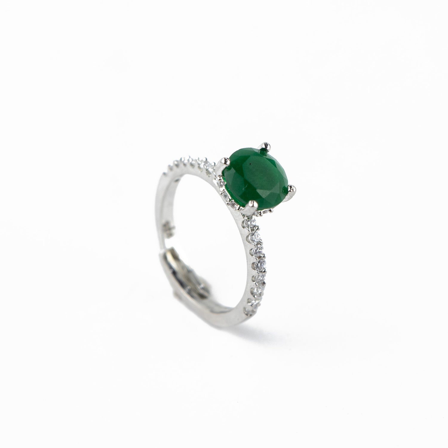 Green Sparkle Silver Ring