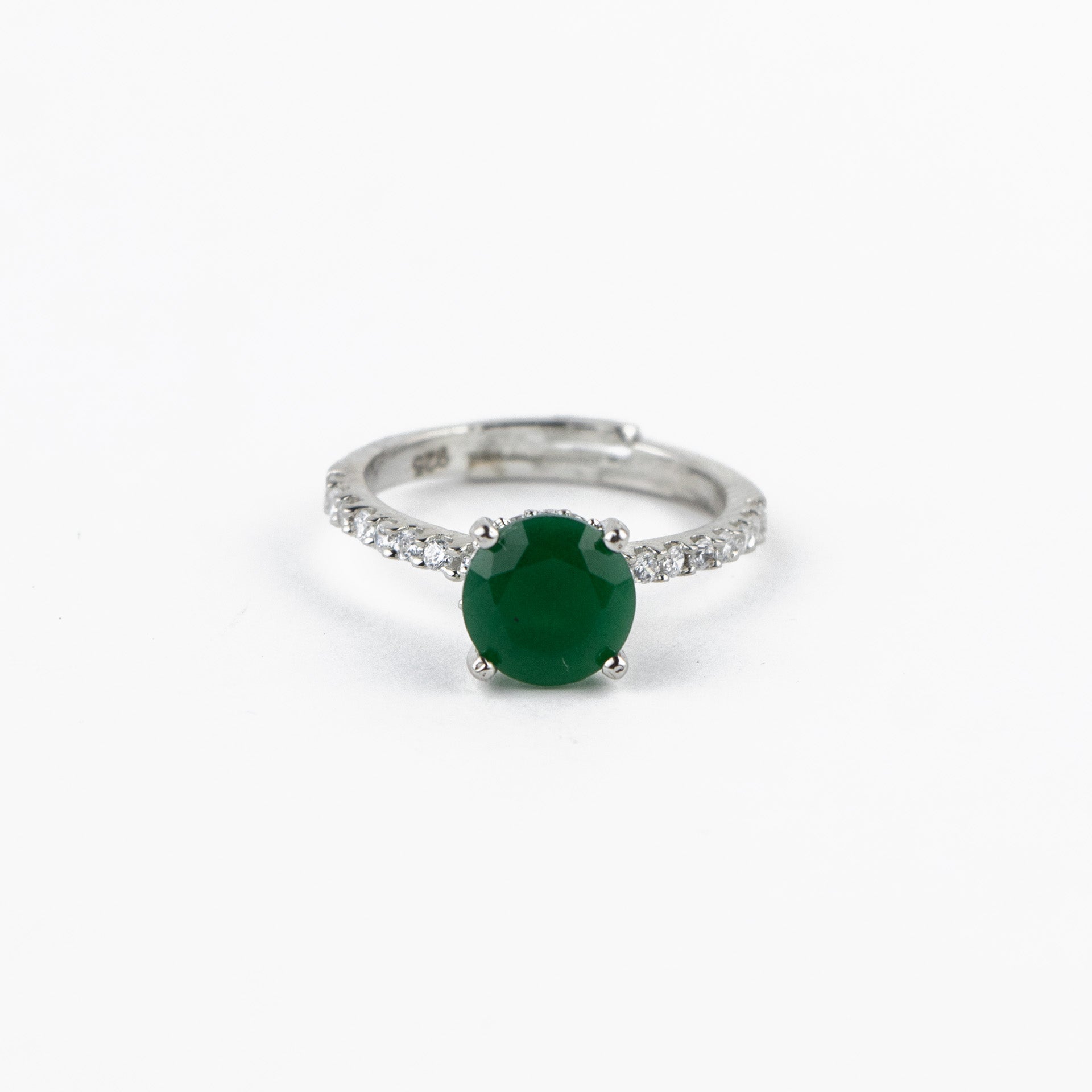 Green Sparkle Silver Ring