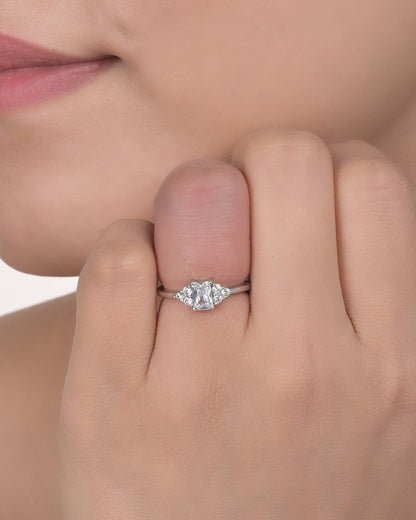 Emerald Cut Silver Ring