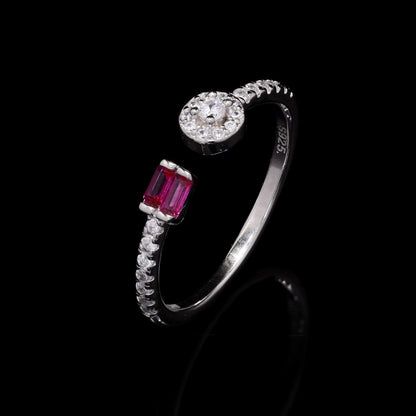 Gemstone Duo Open Silver Ring