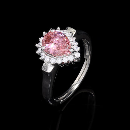 Pink Pear Silver Promise Ring