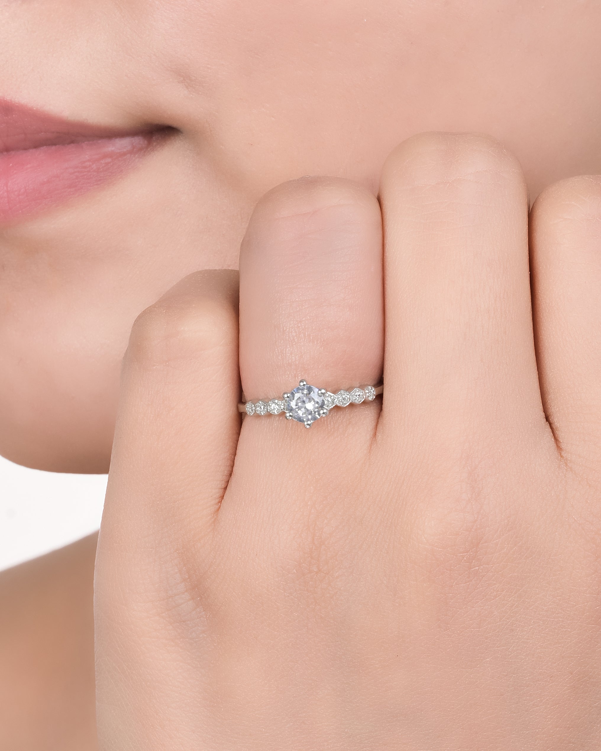 Silver Knot Solitaire Ring