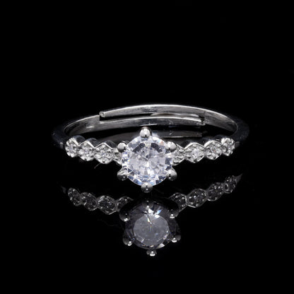 Silver Knot Solitaire Ring