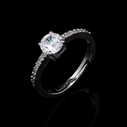 Silver Pave Solitaire Ring