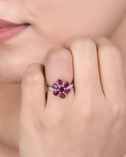 Pink Lily Silver Ring