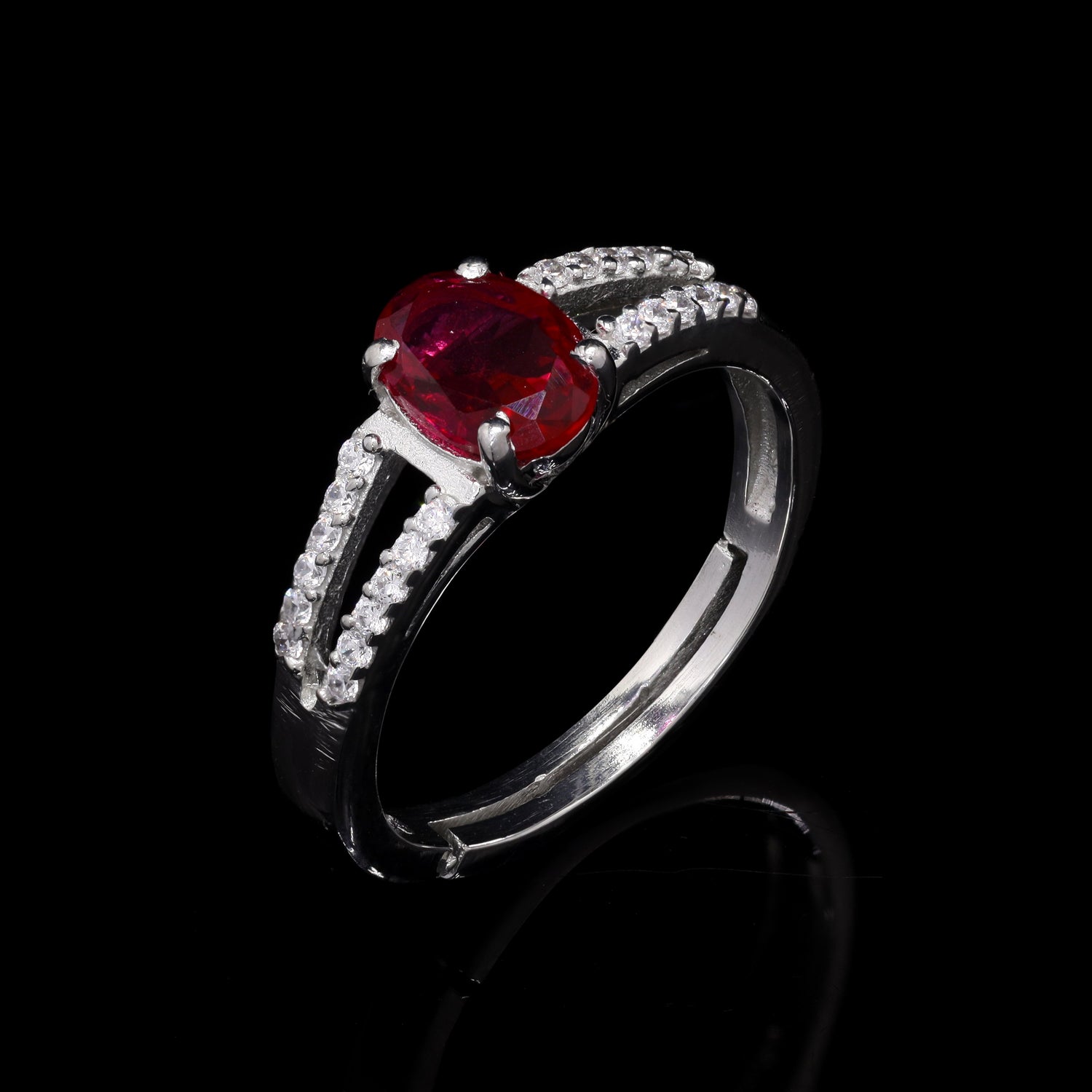 Red Fire Silver Ring