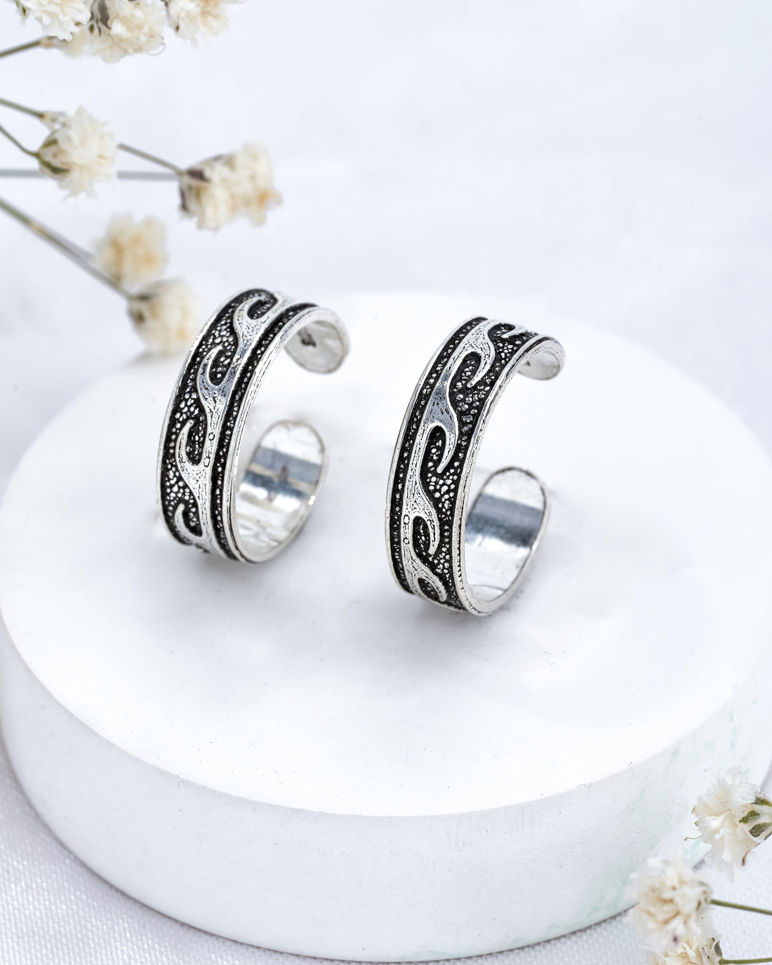 Ocean Wave Silver Toe Rings