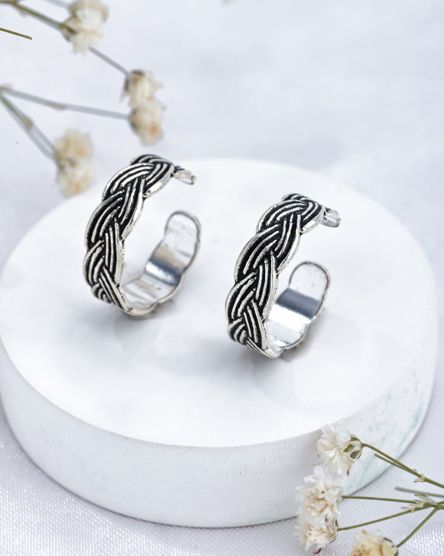 Silver Braid Toe Rings