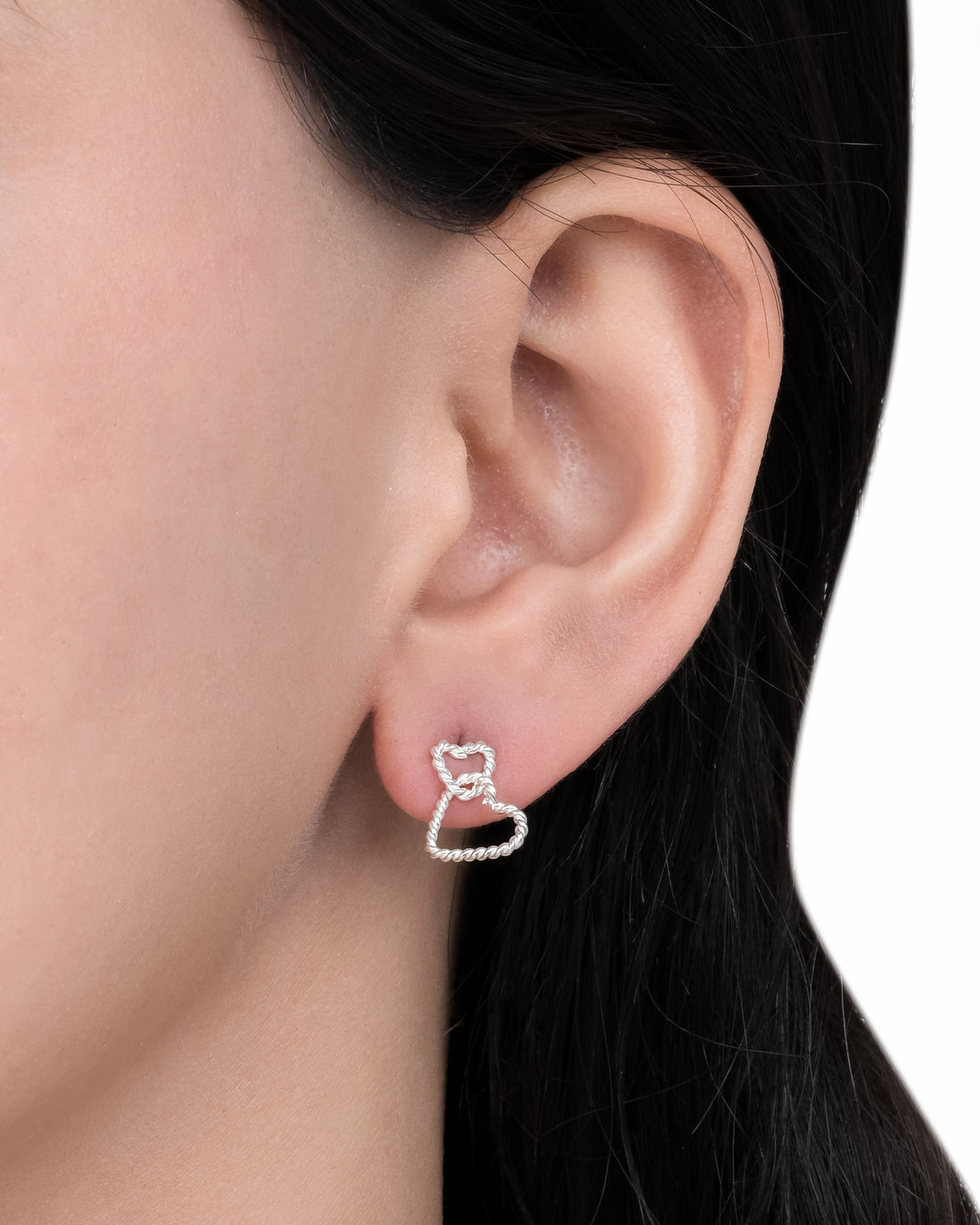 Intertwined Hearts Silver Studs