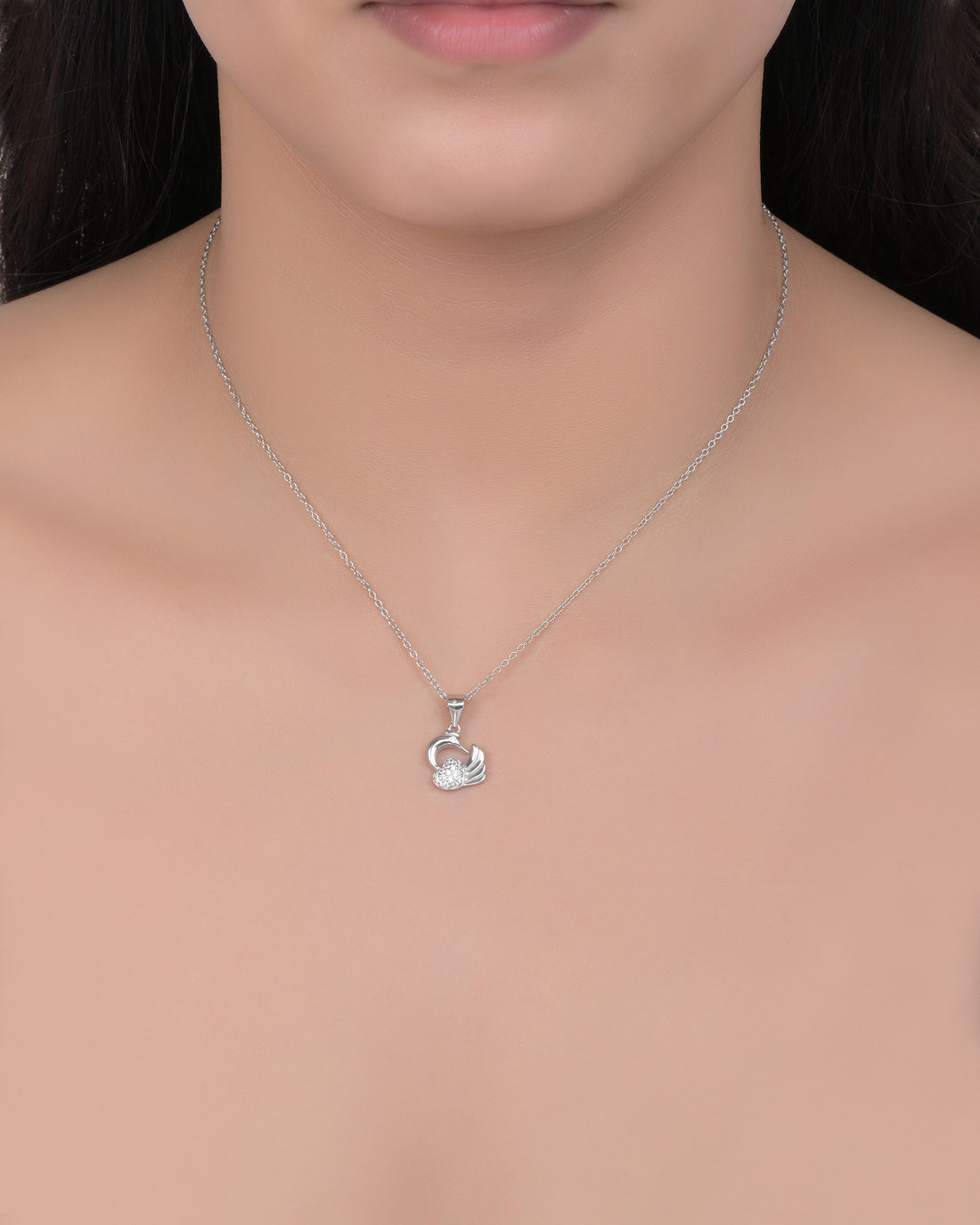 Silver Swan Pendant Set