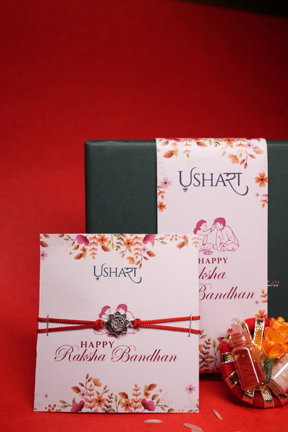 Om Flower Silver Rakhi