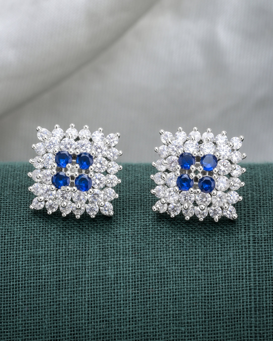 Blue Silver Web Studs