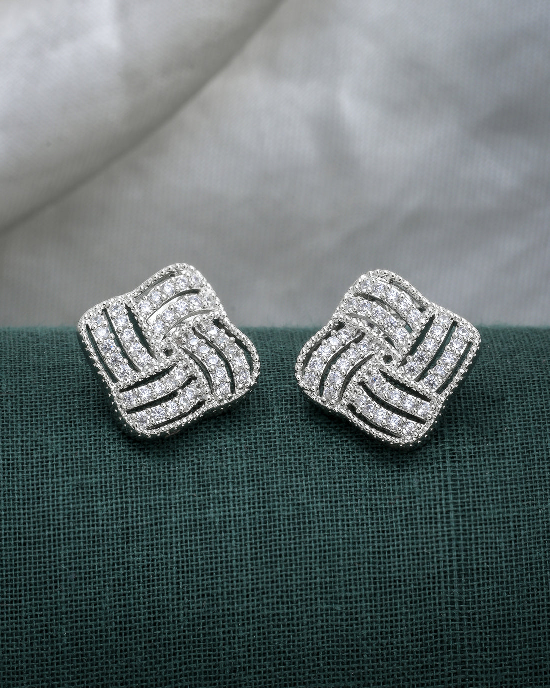 Ribbon Twirl Silver Studs