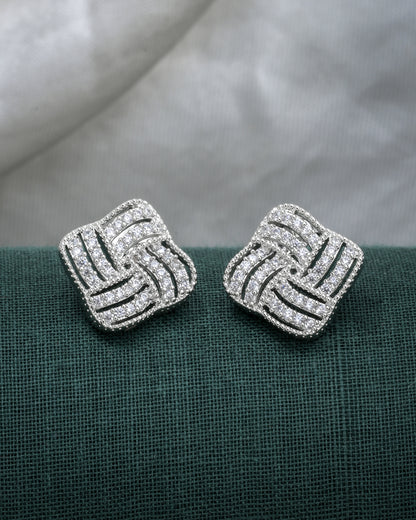 Ribbon Twirl Silver Studs
