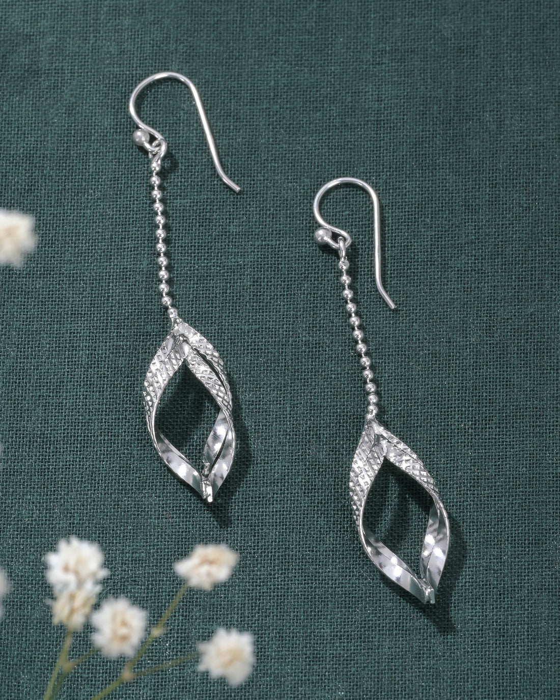 Leaf Petals Silver Earrings