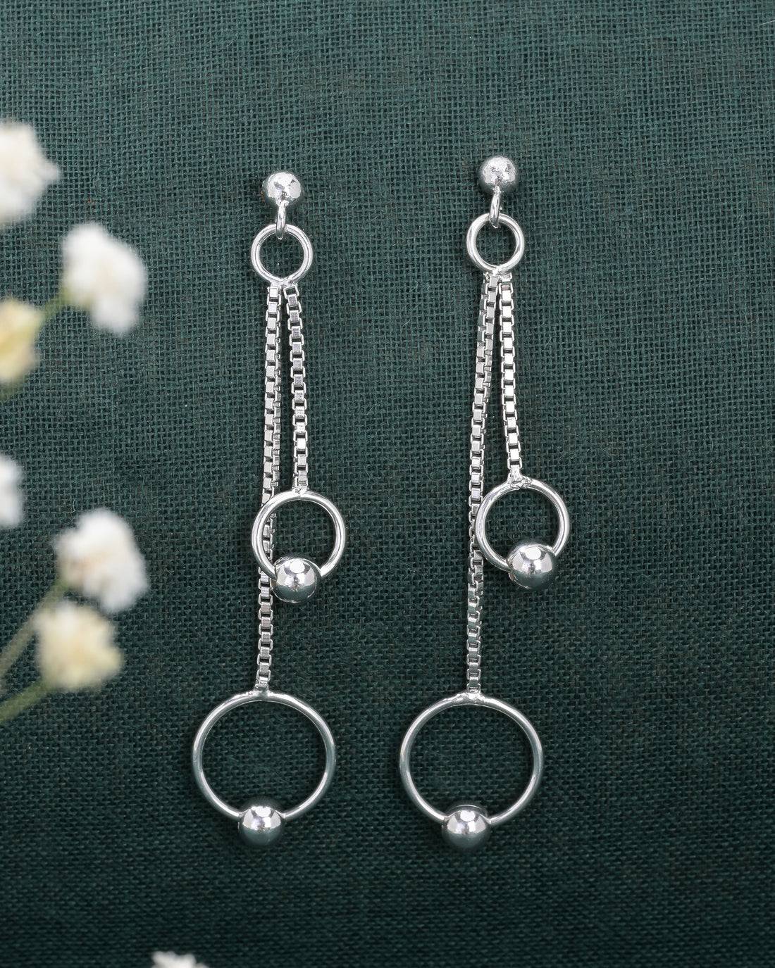 Floating Spheres Silver Earrings