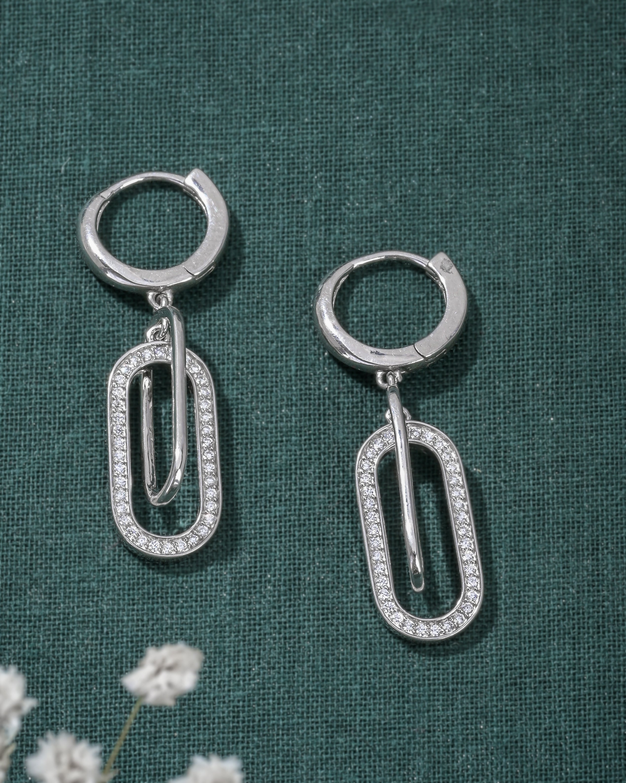 Sparkling Interloops Silver Earrings