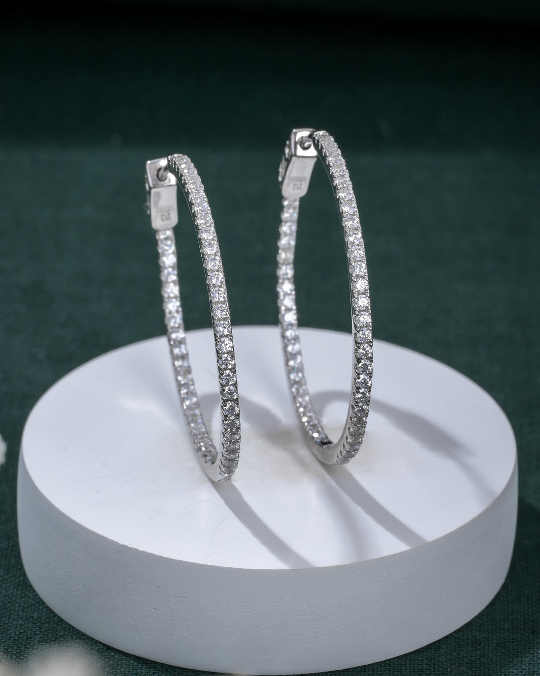 Halo Oval Silver Earrings