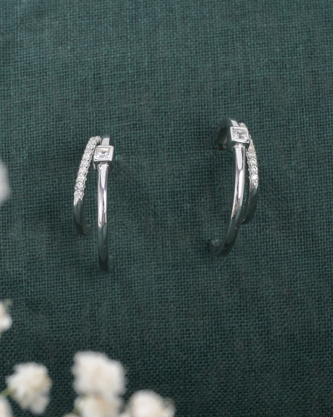 Lustre Duo Silver Earrings