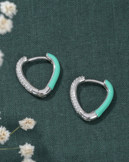 Green Edge Silver Earrings