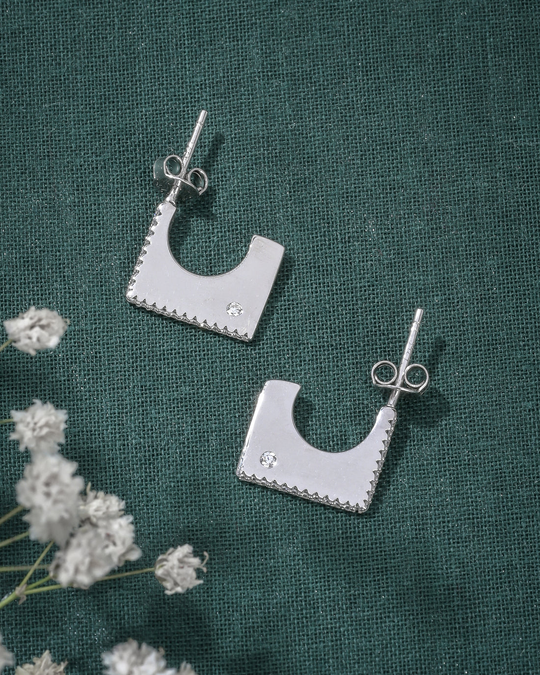 Cut Edge Silver Studs